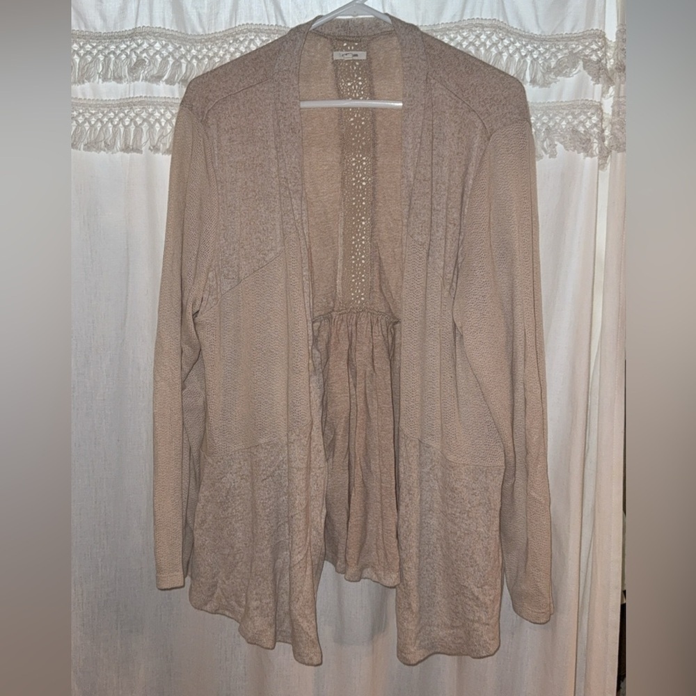 Maurices Taupe Open-Front Knit Cardigan